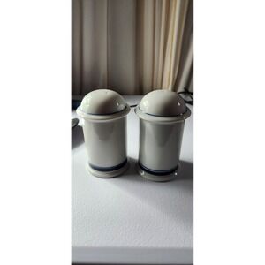 Dansk Bistro Christianshavn Blue Salt and Pepper Shaker Set White Navy Porcelain